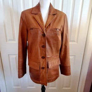 Vtg Mossimo Genuine Leather Jacket Collar Pockets Butter Soft